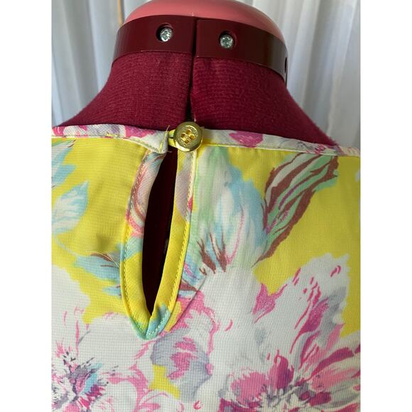 Pink Lily knit top floral yellow bell sleeves - Picture 7 of 10